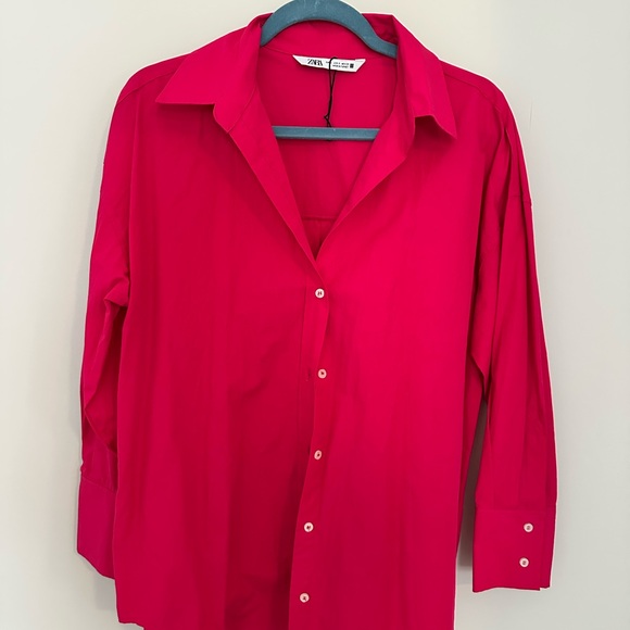 Zara Tops - Zara Fuchsia Button-Down Blouse